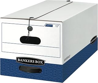 Bankers Box 12-Pack String & Button Heavy-Duty File Box, Letter, FastFold | Protect critical records with string-and-button security, FastFold setup, and heavy-duty stacking strength.
