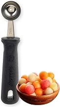 Tablecraft Stainless Steel Melon Baller, Metal Kitchen Food Preparation Scooper Tool to Scoop Watermelon, Cantaloupe and Fruit Melons, Commercial Foodservice Restaurant Use, 6.5" Long, Silver Black