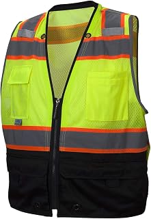 Pyramex RVZ4410BX5 RVZ44 Series Vest Hi-Vis Lime - Black Bottom- Size 5X Large