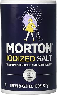 Morton Salt Iodized Round, Food Service, Table Salt Iodized, 26 oz
