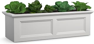 Mayne Fairfield 48in Self-Watering Rectangular Raised Garden Bed, White | Self-watering, All season, Fade resistant, Double-wall design, Built-in Overflow Drainage, 15-year warranty