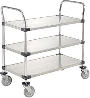 Global Industrial Stainless Steel Utility Cart, 3 Shelves, 48x24x38