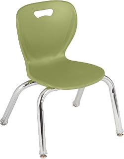 Learniture Shapes Series Stacking School Chairs with Contoured Seats, Heavy-Duty Plastic Stacking Classroom Chairs, 12" H, Set of 4, Fern Green