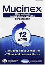 Mucinex 12-Hour Chest Congestion Expectorant Tablets, 40 ct