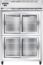 2RS-SA-SGD-HD Two Section Sliding Glass Door Refrigerator, Shallow Depth, Stainless Exterior & Half-Height Doors