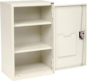 Global Industrial Wall Mount Storage Cabinet with Locking Recessed Handle, | 2 Height Adjustable Shelves, 19-7/8"W x 14-1/4"D x 32-3/4"H, White, Assembled