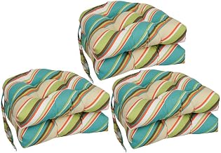 Blazing Needles 916X16US-T-6CH-OD-103 16 in. Spun Polyester Outdoor U-Shaped Tufted Chair Cushions Browning Opal - Set of 6