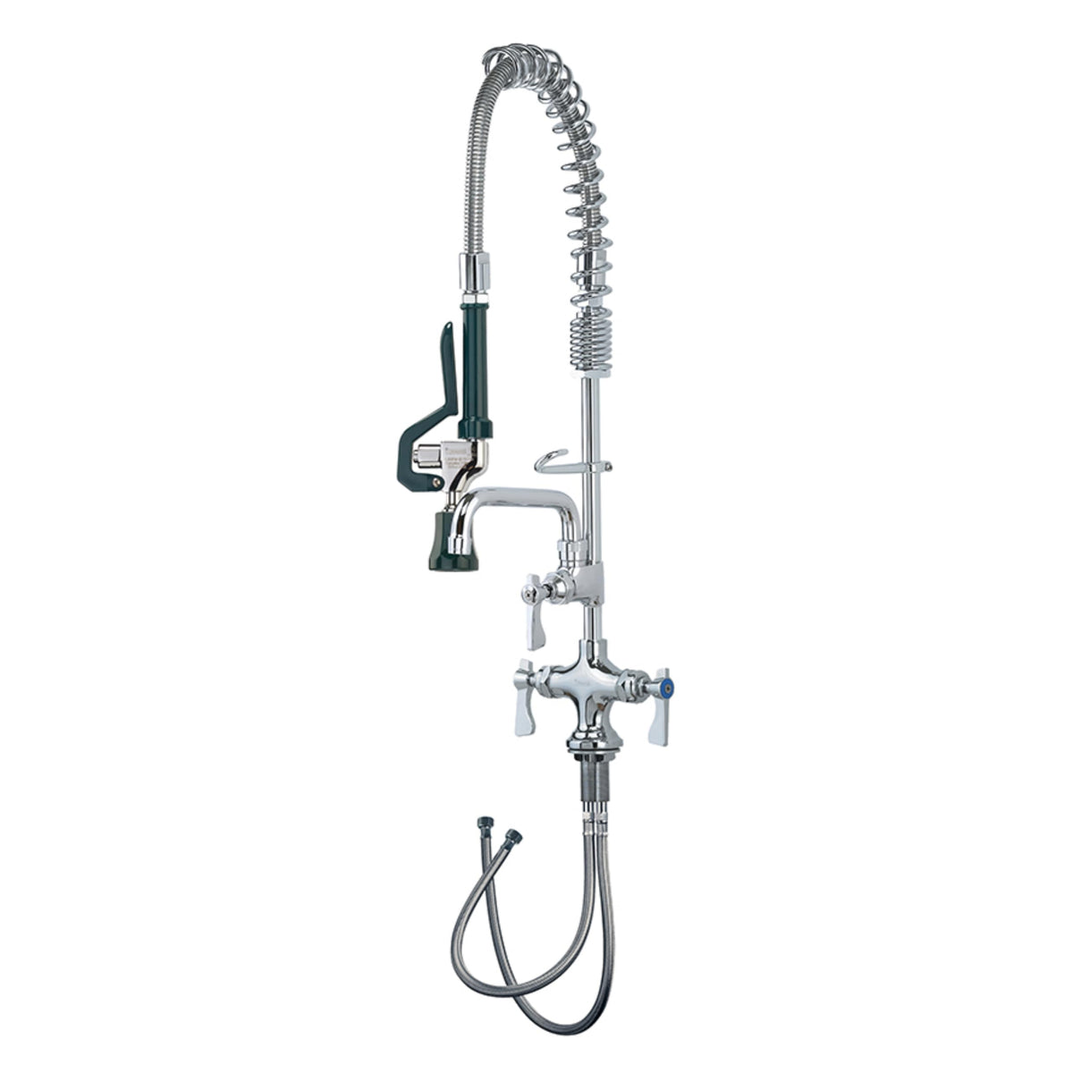 Royal Series Space Saver Pre-Rinse Assembly by Krowne – 13"L x 27"W x 4"H, Brass, Chrome, Stainless Steel, Model 18-508L