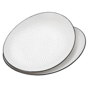 Roeveca Ceramic Serving Platter, Oval 15 x 12.4 Inch, White, Set of 2