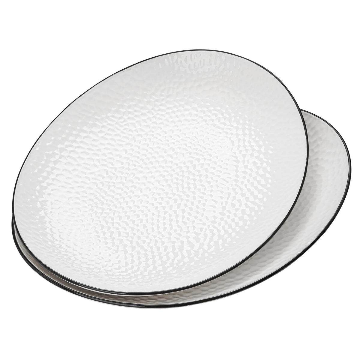 Roeveca Ceramic Serving Platter, Oval 15 x 12.4 Inch, White, Set of 2
