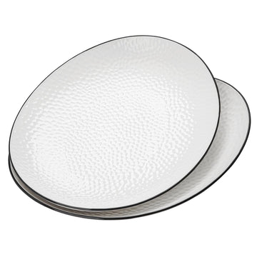 Roeveca Ceramic Serving Platter, Oval 15 x 12.4 Inch, White, Set of 2