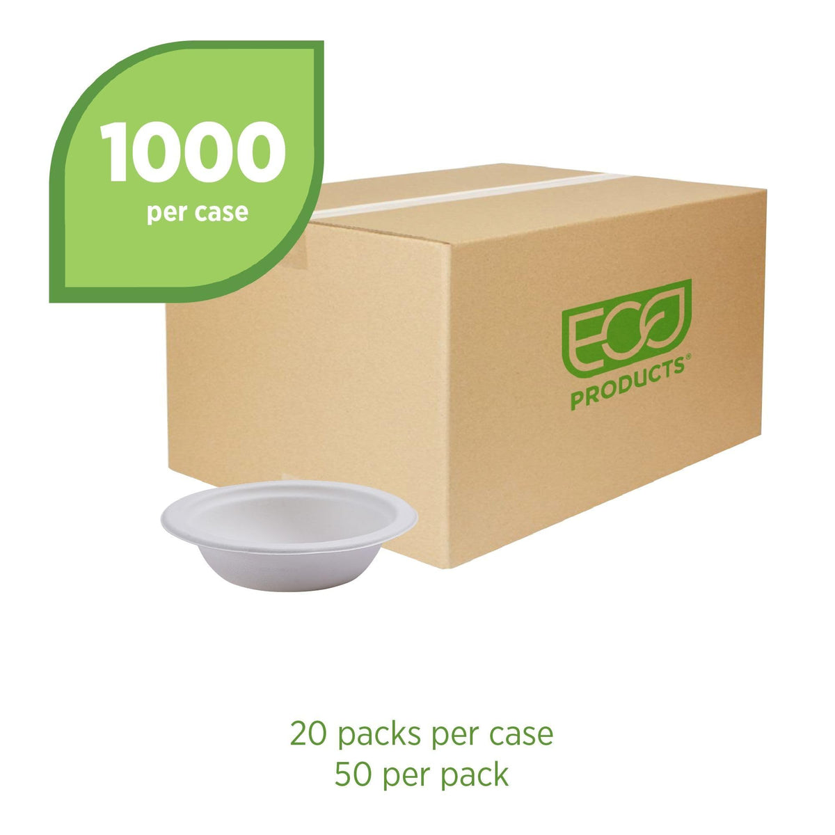 Compostable 12oz Molded Fiber Bowls by ECO PRODUCTS – 12oz, 12.0 ounces, Molded Fiber, White, Pack of 1000