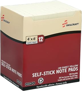 AbilityOne NSN2858355 - Self-Stick Note Pad - Yellow - Plain - 4" x 6"