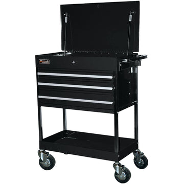 34" Professional 3 Drawer Service Cart - Black by Homak – 16.75"L x 34.5"W x 39.38"H, Steel, Black