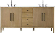 Elegant Kitchen and Bath 72" Double Bathroom Vanity in Linen Oak