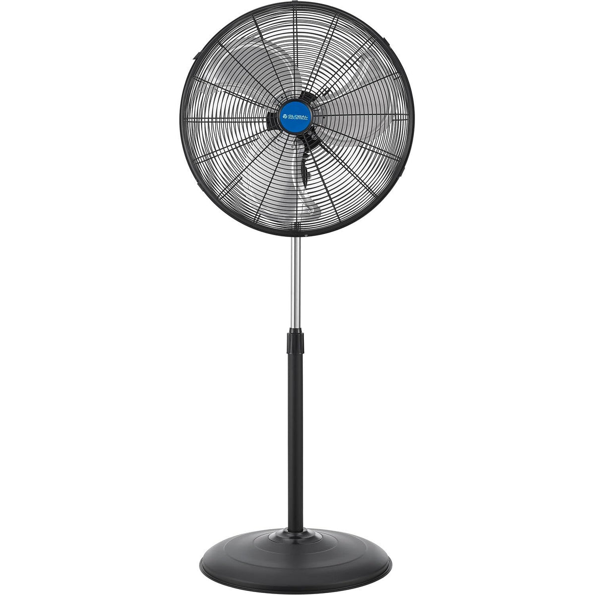 20" Industrial Pedestal Oscillating Fan by Global Industrial – Metal, Black / Silver, Model 293128