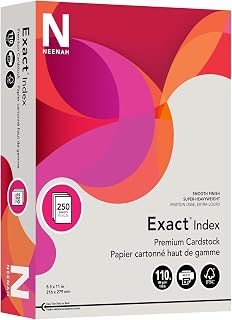 Neenah Paper Exact Index Card Stock, 110 lb Index Weight, 8.5 x 11, Gray, 250/Pack