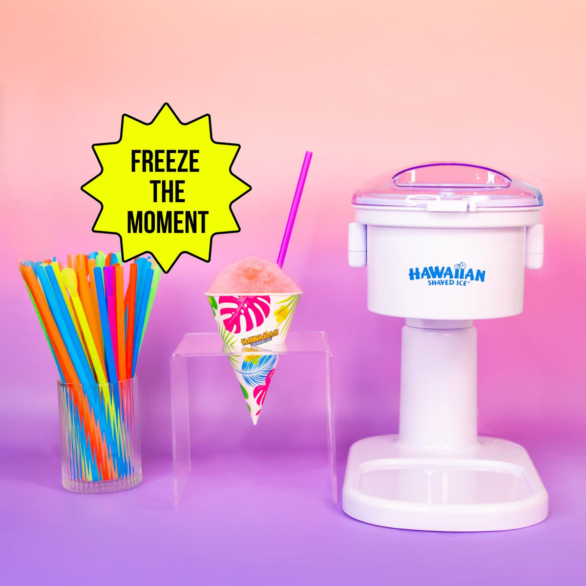 Kid-Friendly Electric Snow Cone Machine by Hawaiian Shaved Ice – 120V, Plastic, White, Model S700
