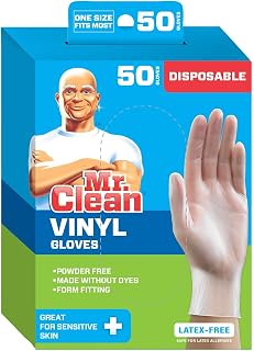 Mr. Clean Disposable Vinyl Gloves, 50 Count (Pack of 1)