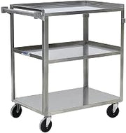 HUBERT Utility Cart, Stainless Steel, 30 3/4" L x 18 2/5" W x 33" H | 3 Shelves