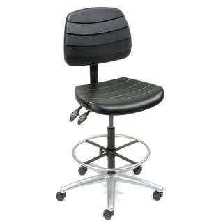 Deluxe 5 Way Adjustable Polyurethane Shop Stool by Global Industrial – 25 inches (W) x 26 inches (L) x 8 inches (H), Polyurethane, Black, Model 250612