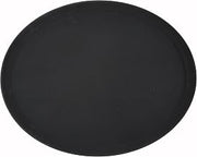 Winco 26" x 22" Black Oval Fiberglass Glass Tray