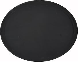 Winco 26" x 22" Black Oval Fiberglass Glass Tray