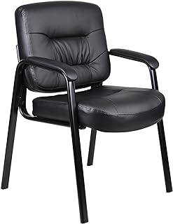 Boss Office Products Executive Mid Back LeatherPlus Guest Chair in Black (B7509)