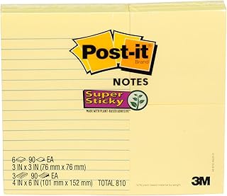 Post-it Notes Super Sticky Multipack (6-3x3 and 3-4x6), Yellow