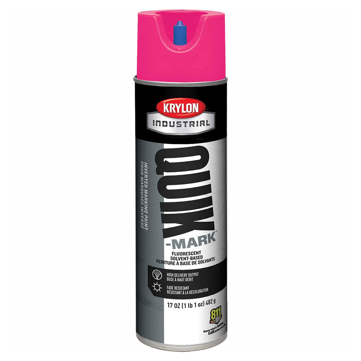 Quik-Mark™ Solvent-Based Fluorescent Hot Pink Inverted Marking Paint [Set of 12] by Krylon – 204 Ounce (Pack of 1), Fluorescent Hot Pink, Pack of 12, Model 425-S03622