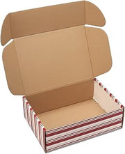 Polar Tech 741GBD/RD Deluxe Tab Locking Gift Box, 16" Length x 6" Width x 5-1/2" Depth, Red and White Stripe (Case of 5)