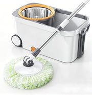 Spin Mop and Bucket Set – Hands-Free Self-Wringing Mop System with Extra Large & Thick Microfiber Mop Head, Super Absorbent, Splash-Proof Bucket,