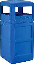 Global Industrial 42 Gallon Square Plastic Waste Receptacle W/Dome Lid, Blue