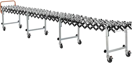 Global Industrial 3'3" to 12'10" Portable Flexible & Expandable Conveyor - Steel Skate Wheels - 18"W