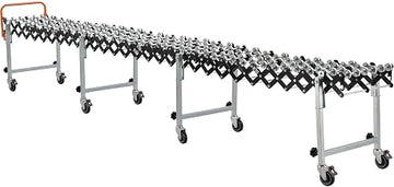 Global Industrial 3'3" to 12'10" Portable Flexible & Expandable Conveyor - Steel Skate Wheels - 18"W