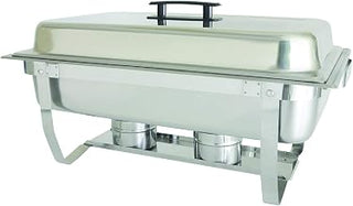 Thunder Group SLRCF001F Chafer, 8 Quart, Full-Size, with Folding Stand, Welded Frame, dripless Water pan, Lift-Off Cover with Plastic Handle, Duel Fuel Holder