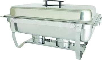 Thunder Group SLRCF001F Chafer, 8 Quart, Full-Size, with Folding Stand, Welded Frame, dripless Water pan, Lift-Off Cover with Plastic Handle, Duel Fuel Holder