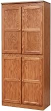 Dry Oak 5-Shelf Storage Cabinet, 30x72 Inch, Solid Wood, Self-Closing