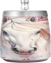 White Horse Cherry Blossom Splash Ashtray with Lid, Outdoor Ashtrays for Patio