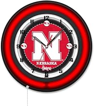 Holland Bar Stool Clk19BKNebrUn NCAA 19 in. Dia. University of Nebraska Double Neon Wall Clock Black
