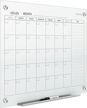 Quartet Dry Erase White Board 36"W x 24"H Glass Calendar, Magnetic Planning Board, White (GC2418F)