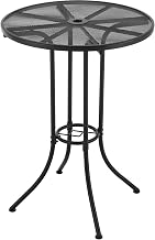 Global Industrial Interion 30" Round Outdoor Bar Table, Steel Mesh, Black