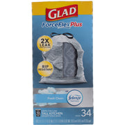ForceFlex Odor Shield 13 Gal. Tall Kitchen Drawstring Bags 34 ct (Pack of 6) by Glad – 13.0 gallons, Plastic, Pack of 6, Model 70320