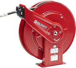 Reelcraft PW7650 OHP Pressure Wash Spring Retractable Hose Reel, 3/8" x 50', 4800 Psi, Red