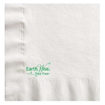 Earth Wise Tree Free Beverage Napkin by Hoffmaster – 10" x 10", Paper, White, Pack of 3000, Model 760204