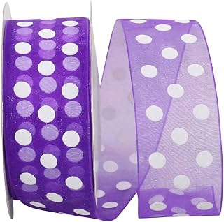 Reliant Ribbon Chiffon Asprin Dot Ribbon, 1-1/2 Inch X 25 Yards, Purple
