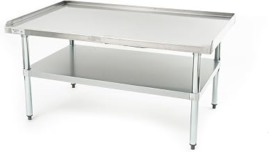 Adcraft 30" x 48" x 24" Stainless Steel Equipment Stand with 800 lb Capacity, Adjustable Undershelf, and Raised Edges for Secure Workspace in Commercial Kitchens, 48", Silver