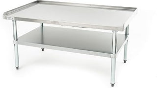 Adcraft 30" x 48" x 24" Stainless Steel Equipment Stand with 800 lb Capacity, Adjustable Undershelf, and Raised Edges for Secure Workspace in Commercial Kitchens, 48", Silver