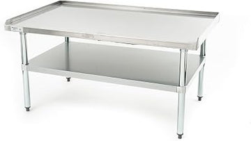 Adcraft 30" x 48" x 24" Stainless Steel Equipment Stand with 800 lb Capacity, Adjustable Undershelf, and Raised Edges for Secure Workspace in Commercial Kitchens, 48", Silver