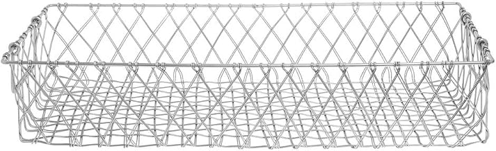 HUBERT Urban Link Rectangular Tapered Silver Steel Basket with Handles - 24" L x 9" W x 5" H